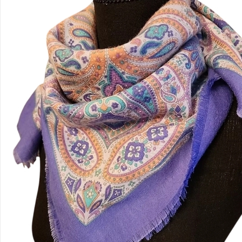 Vintage Specialty House Inc Paisley Square Scarf Made in Italy Purple Boho
